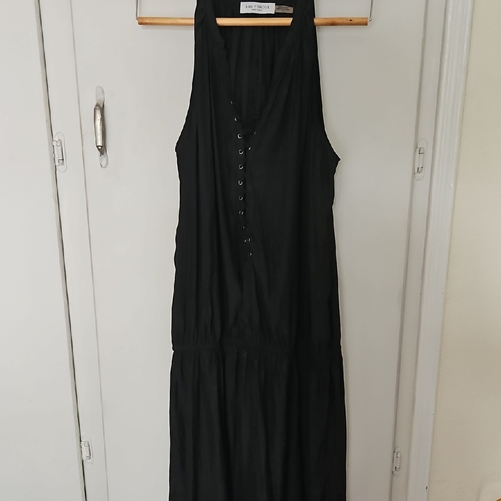 Ramy Brook Black Sleeveless Halter Midi Sundress